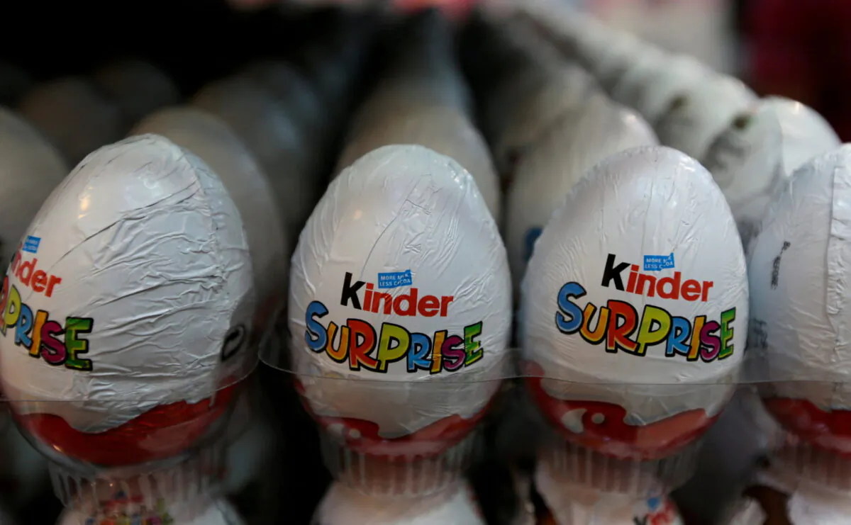 Kinder Surprise chocolate eggs, a brand of Italian confectionary group Ferrero, are seen on display in a supermarket in Islamabad, Pakistan, on July 18, 2017. (Caren Firouz/Reuters)