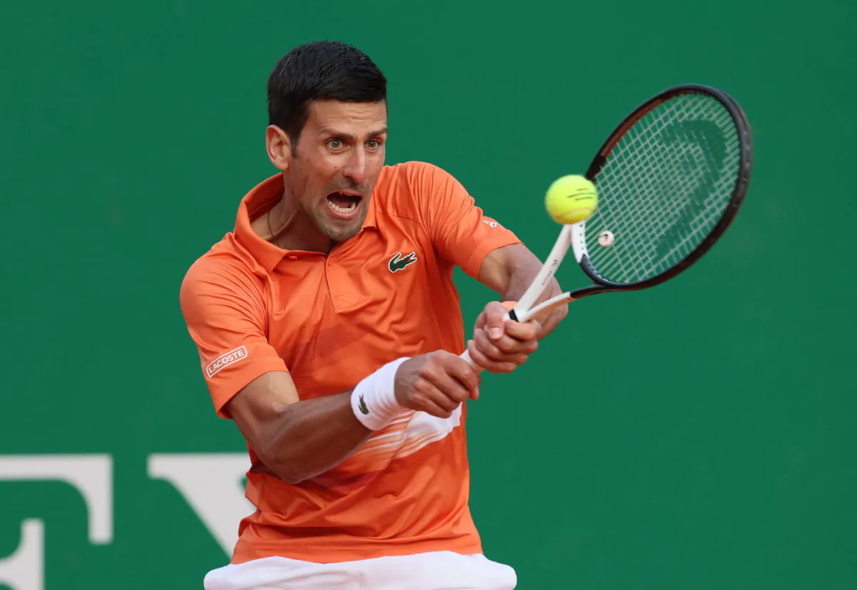 Serbia's Novak Djokovic in action during his second round match against Spain's Alejandro Davidovich Fokina at the Monte Carlo Masters in Monte-Carlo, Monaco, on April 12, 2022. (Denis Balibouse/Reuters)