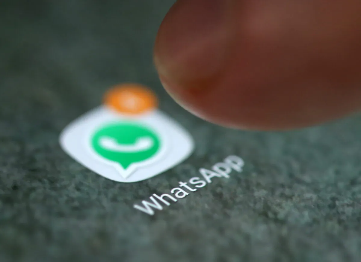 The WhatsApp app logo is seen on a smartphone, on Sep. 15, 2017. (Dado Ruvic/Illustration/Reuters)