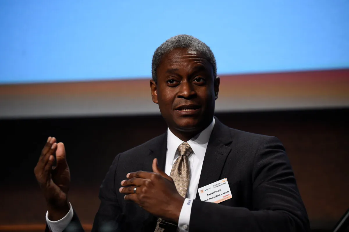President and Chief Executive Officer of the Federal Reserve Bank of Atlanta Raphael W. Bostic speaks at a European Financial Forum event in Dublin on Feb. 13, 2019. (Clodagh Kilcoyne/Reuters)