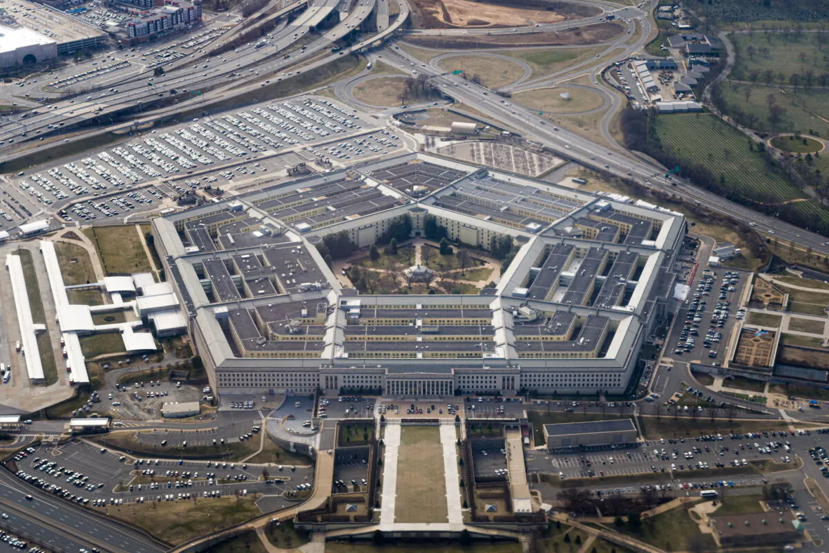The Pentagon is seen from the air in Washington on March 3, 2022. (Joshua Roberts/Reuters)