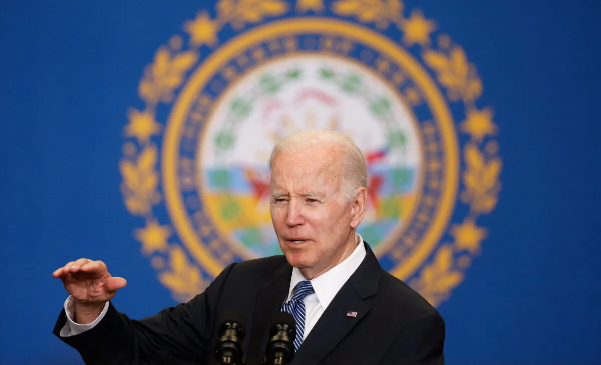 U.S. President Joe Biden delivers remarks on infrastructure projects at the Portsmouth Port Authority in Portsmouth, New Hampshire, U.S. April 19, 2022. Reuters/Jonathan Ernst)