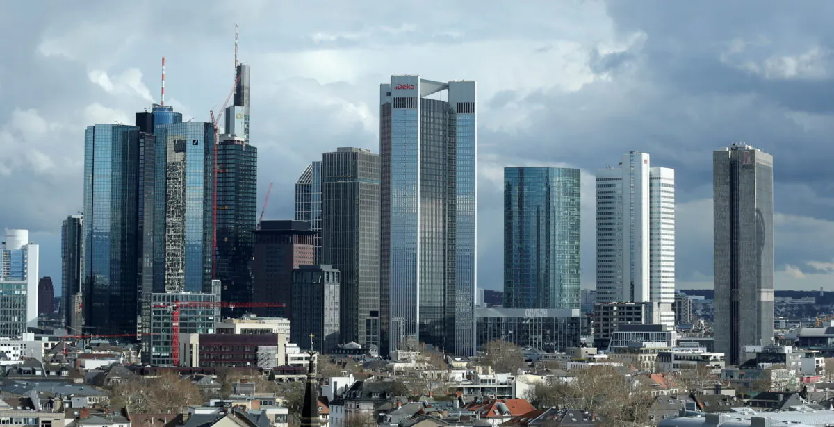 The financial district in Frankfurt, Germany, on March 18, 2019. (Ralph Orlowski/Reuters)