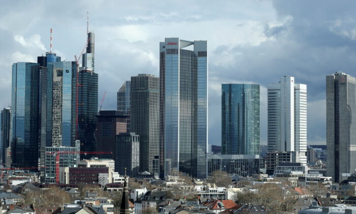 The financial district in Frankfurt, Germany, on March 18, 2019. (Ralph Orlowski/Reuters)