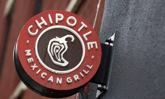 The logo of Chipotle is seen on one of their restaurants in Manhattan, New York City, on Feb. 7, 2022. (Andrew Kelly/File Photo/Reuters)