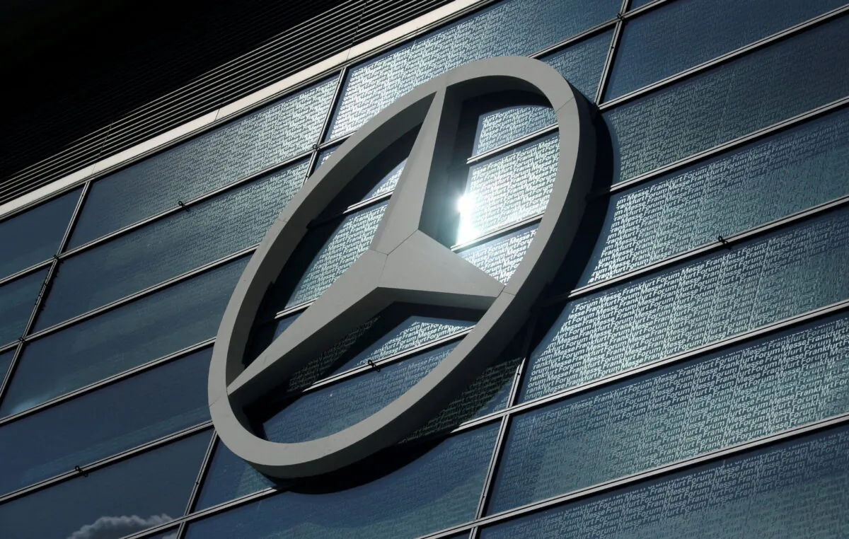 The Mercedes-Benz logo is pictured at the 2019 Frankfurt Motor Show (IAA) in Frankfurt, Germany, on Sept. 10, 2019. (Ralph Orlowski/Reuters)