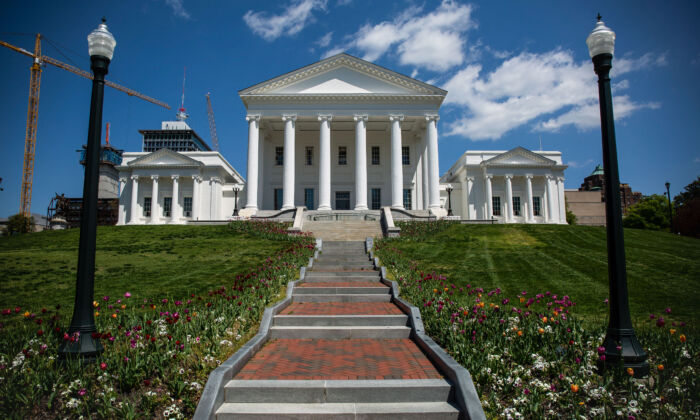 The Virginia State Capitol in Richmond, Va., on April 16, 2020. (Zach Gibson/Getty Images)