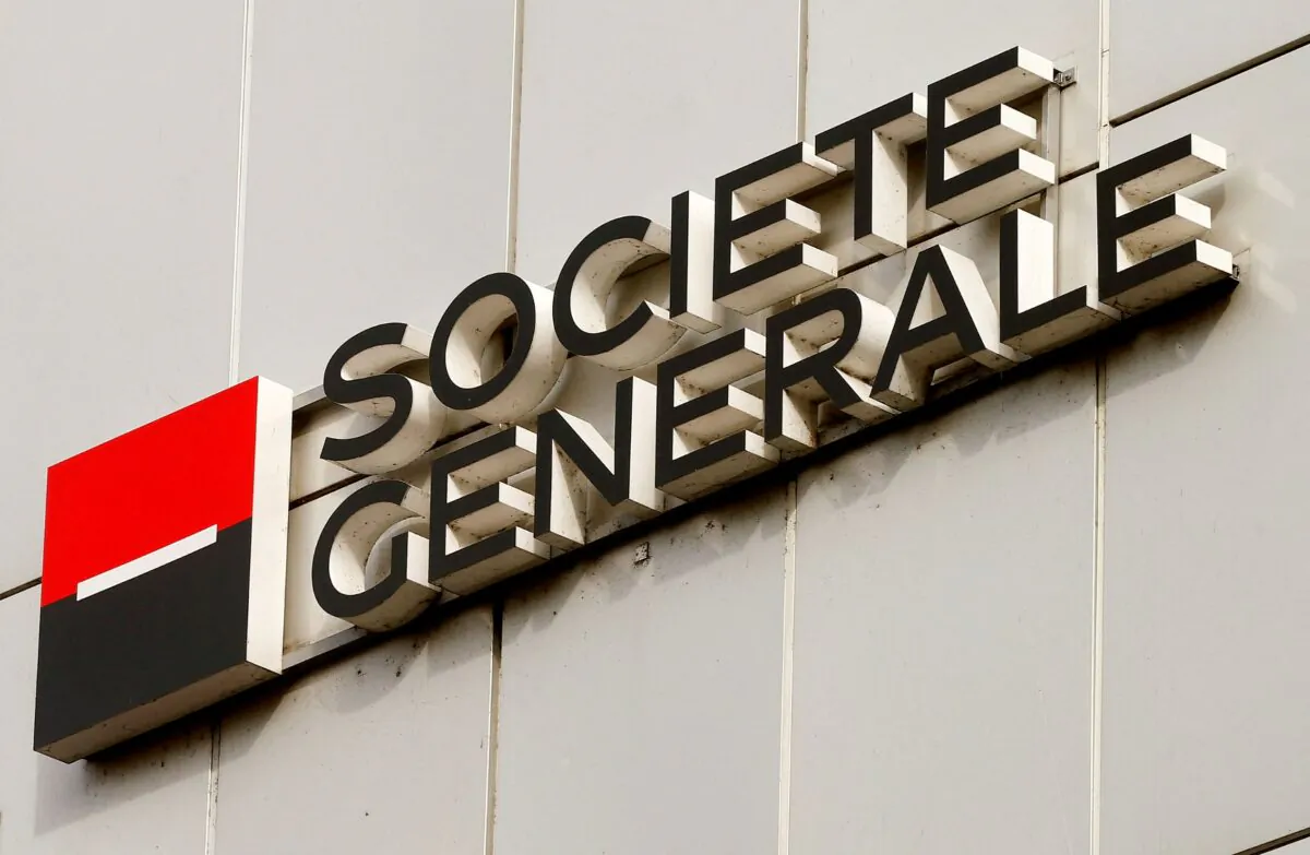 The logo of Societe Generale Private Banking in an office building in Zurich, on Oct. 13, 2016. (Arnd Wiegmann/Reuters)