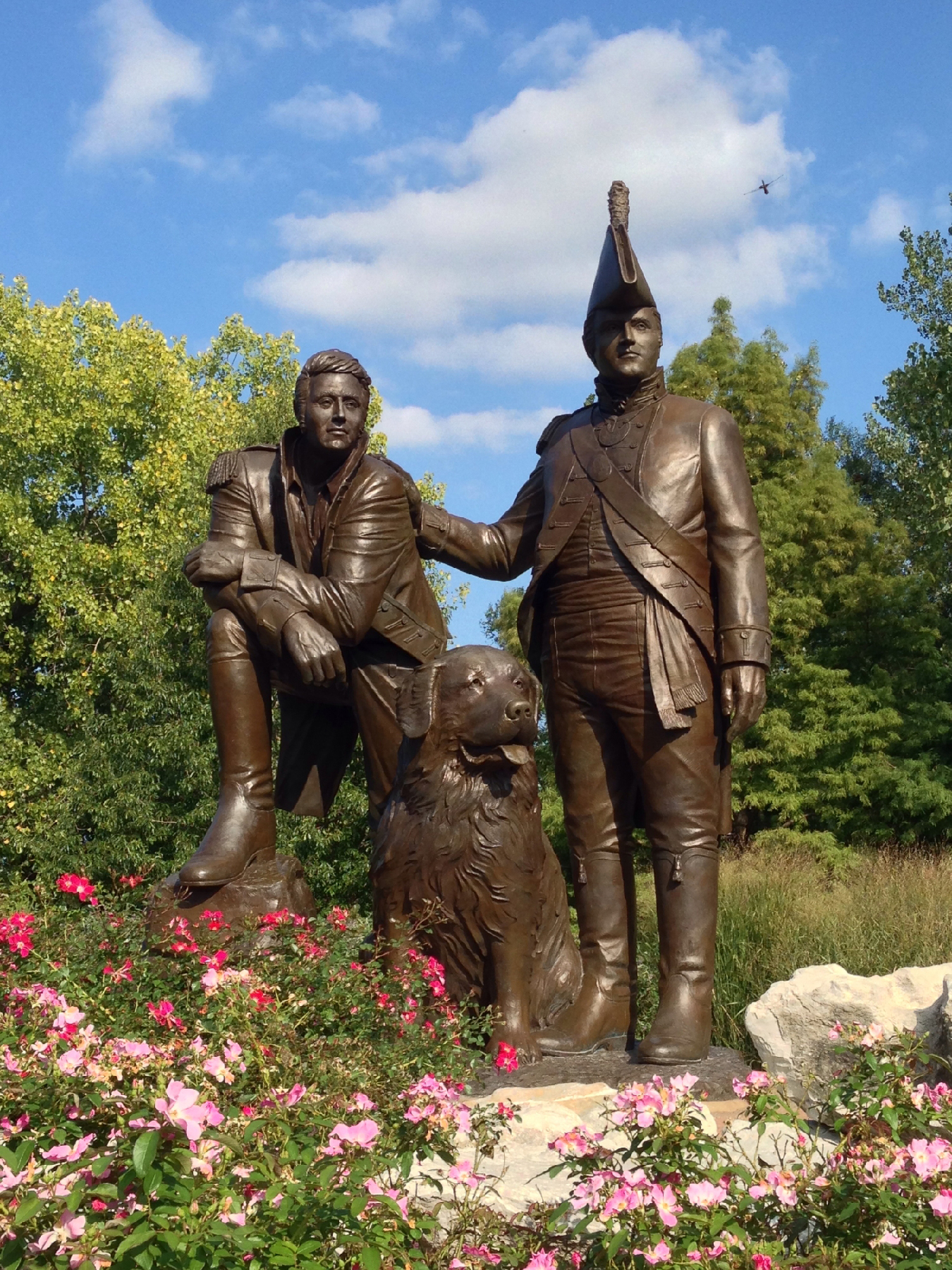 statue of explorers Meriwether Lewis and William Clark by Pat Kennedy in St. Charles, Missouri.