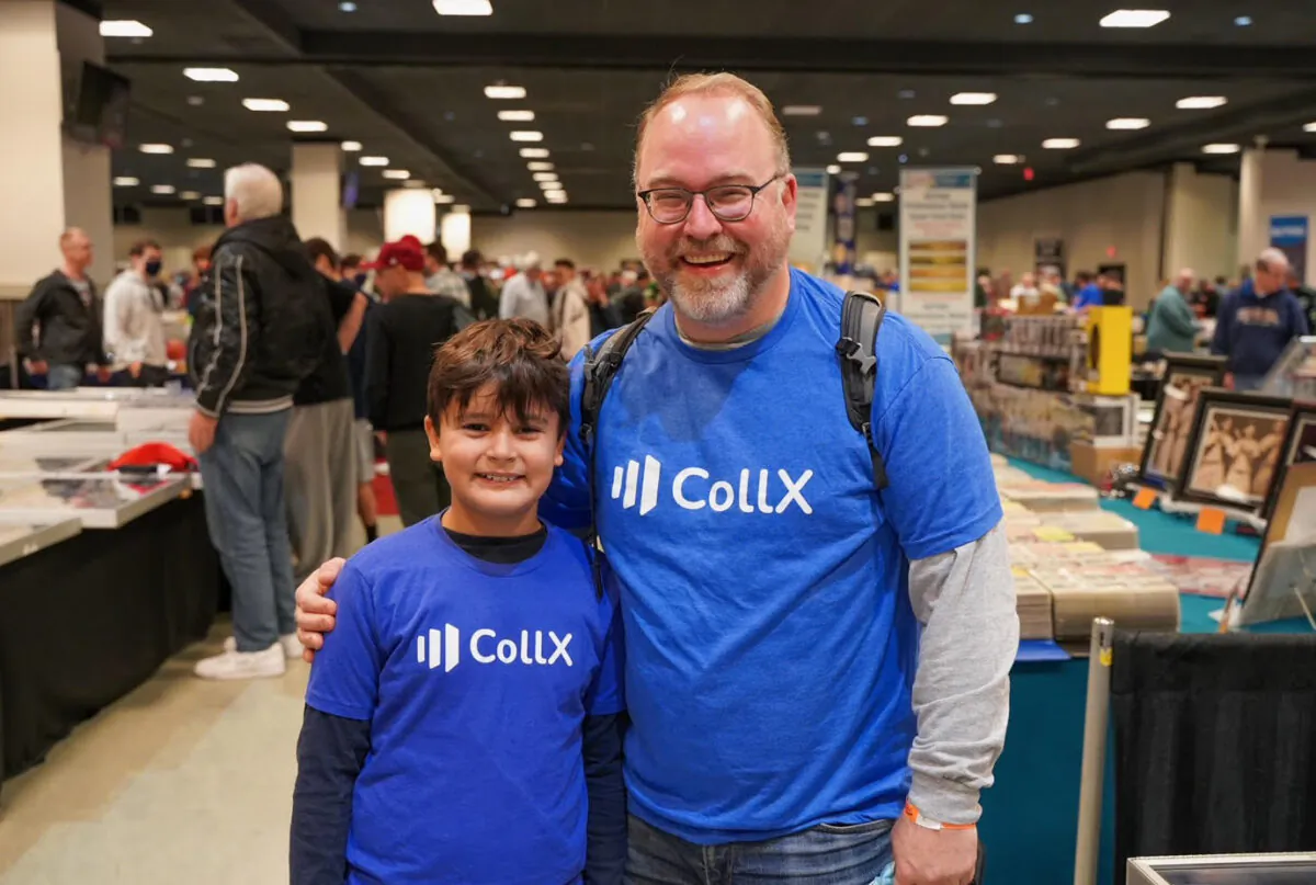 An idea taking flight: Father and son Ted Mann and his 10-year-old son Charlie, looking for deals at a recent sports card collectors show. The Philadelphia residents came up up with the idea for CollX - an app for sports card collectors that lets those on it know the value of their cards. The app was launched in January, and has more than 40,000 collectors on it and 15 million cards pictured, so far. (Photo courtesy Ted Mann)