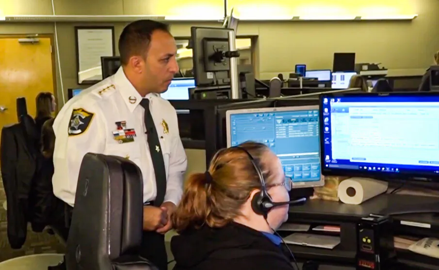 Lee County, Florida, Sheriff Carmine Marceno visits the 911 Emergency Call Center on April 11, 2022. (Courtesy, The Lee County Sheriff's Office)