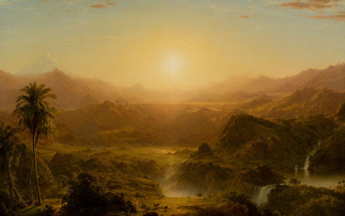 “The Andes of Ecuador” by Frederic Edwin Church, 1855. Oil on canvas. Reynolda House Museum of American Art. （Public Domain)