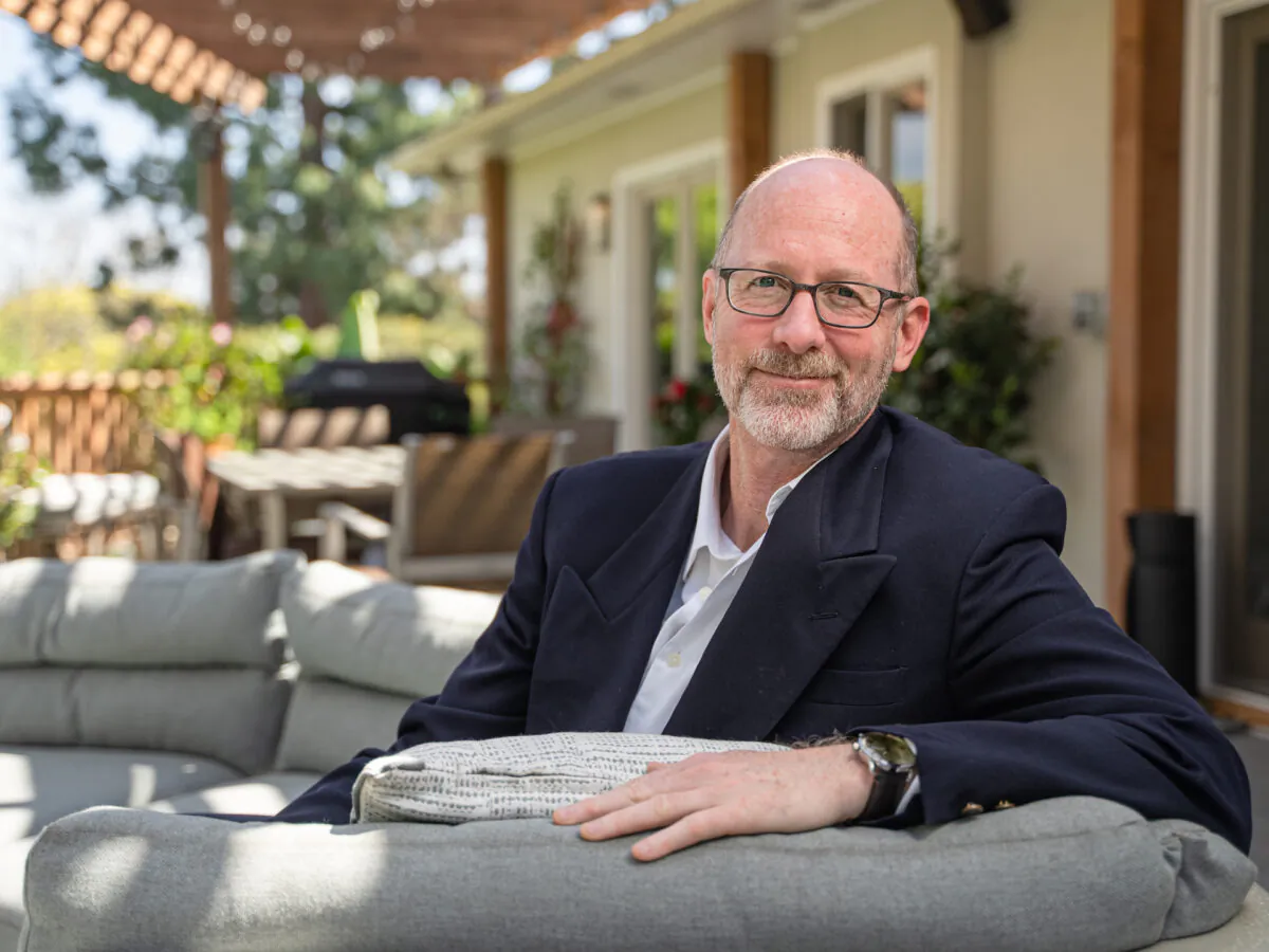 Dr. Mark McDonald, author of "United States of Fear," in Los Angeles, Calif., on March 26, 2022. (York Du/The Epoch Times)