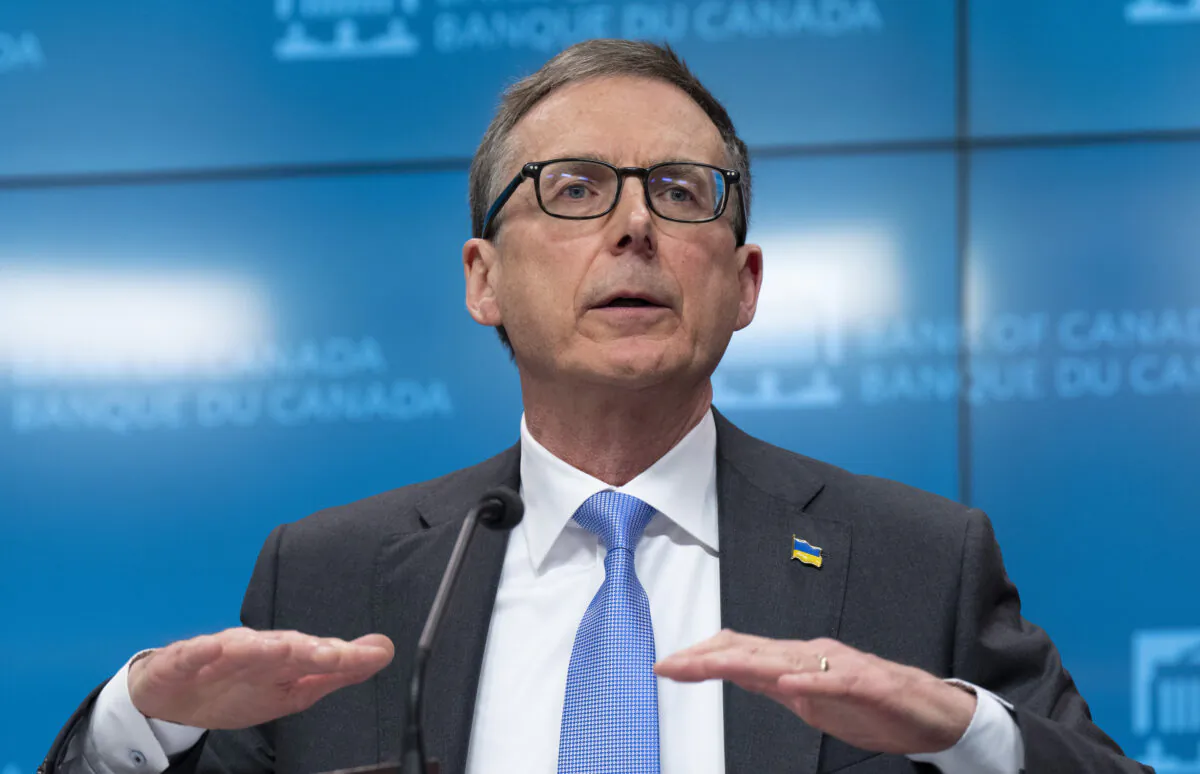 Bank of Canada Governor Tiff Macklem speaks at a news conference in Ottawa on April 13, 2022. The central bank raised its key interest rate by 50 basis points. (The Canadian Press/Adrian Wyld)