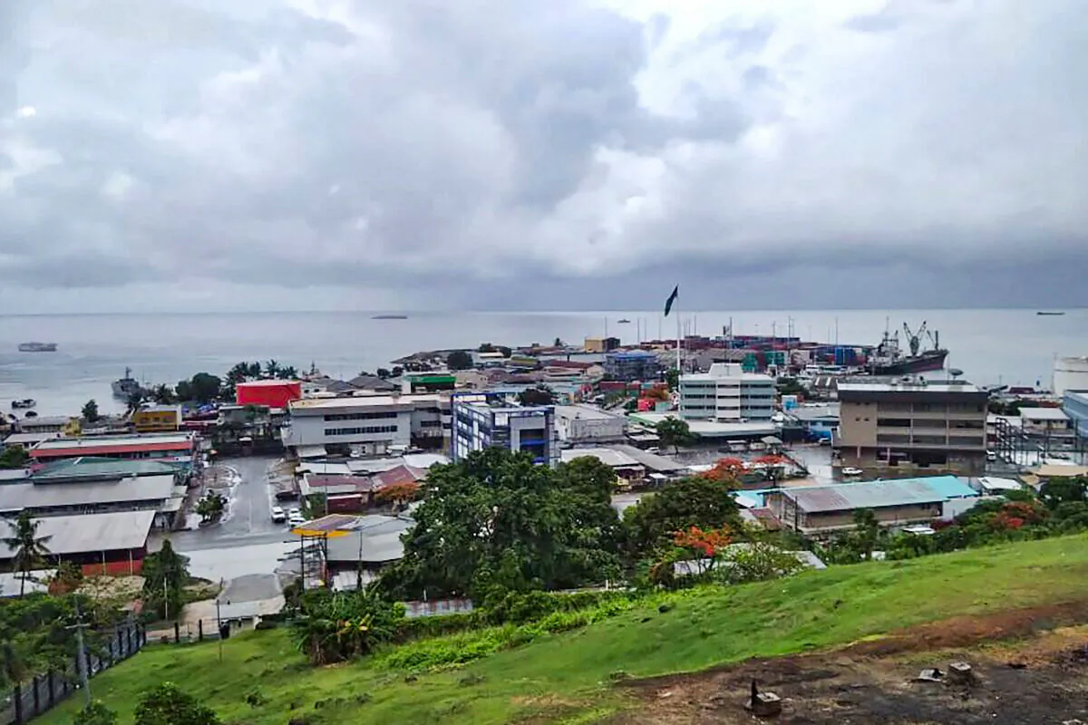 The streets of downtown Honiara, the capital of the Solomon Islands, on Dec. 6, 2021. (Mavis Podokolo/AFP via Getty Images)