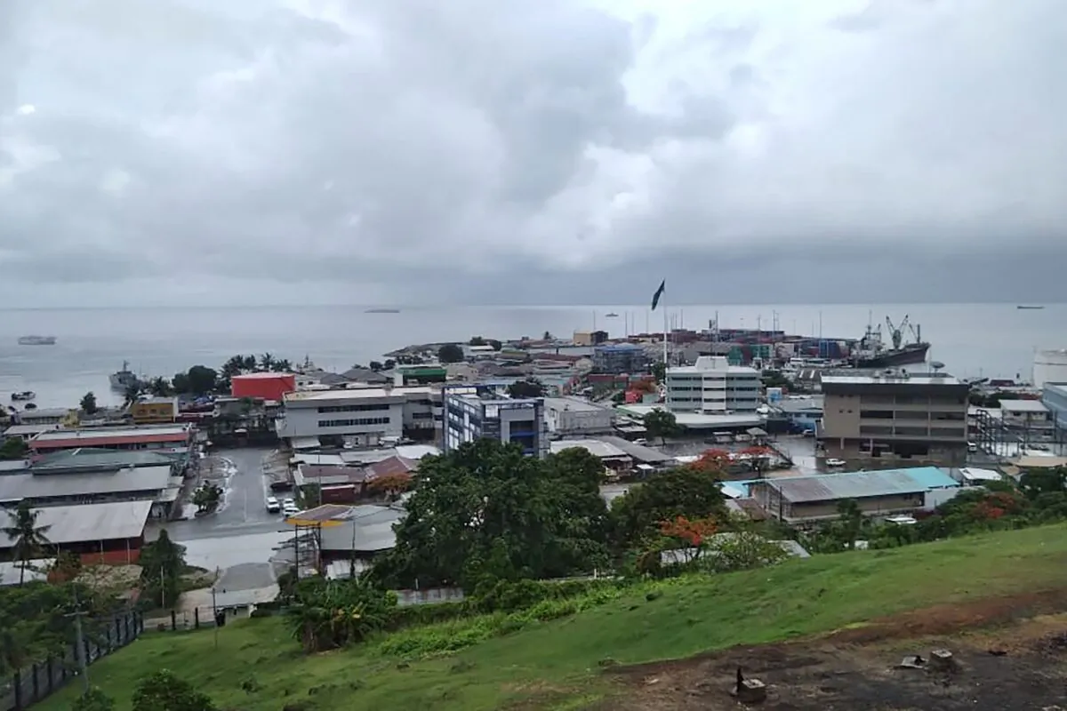 The streets of downtown Honiara, the capital of the Solomon Islands, on Dec. 6, 2021. The Island country has suspended all U.S. naval visits until further notice following an earlier incident on Aug. 23, 2022, when a U.S. Coast Guard vessel was denied permission for a scheduled port call. (Mavis Podokolo/AFP via Getty Images)