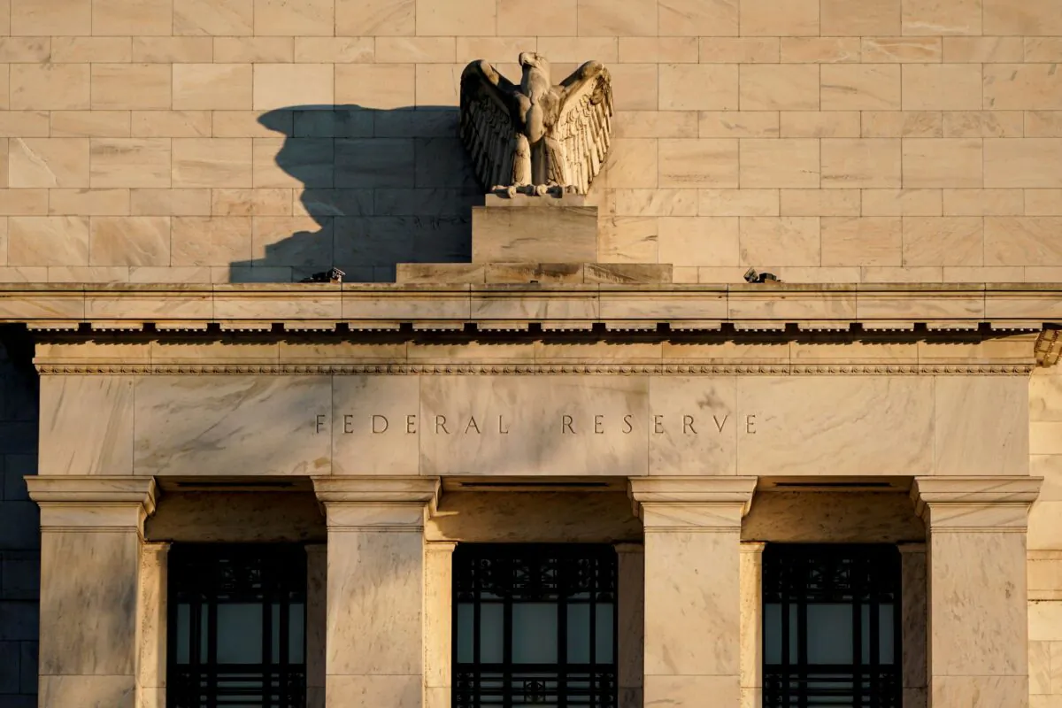 The Federal Reserve building in Wash., on Jan. 26, 2022. (Joshua Roberts/Reuters)