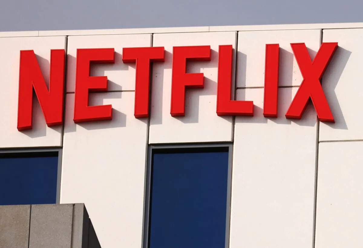 The Netflix logo at Netflix's Los Angeles headquarters on Oct. 07, 2021. (Mario Tama/Getty Images)