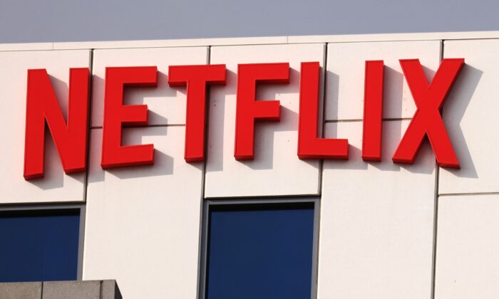 The Netflix logo at Netflix's Los Angeles headquarters on Oct. 7, 2021. (Mario Tama/Getty Images)
