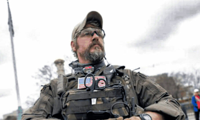 Jeremy Brown dressed in tactical gear at the U.S. Capitol on Jan. 6, 2021. Brown provided security at the Stop the Steal Rally. (JeremyBrownDefense.com)