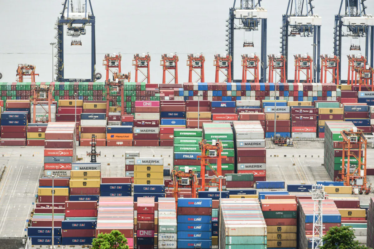 Cargo containers stacked at Yantian port in Shenzhen in China's southern Guangdong province, on June 22, 2021. (STR/AFP via Getty Images)
