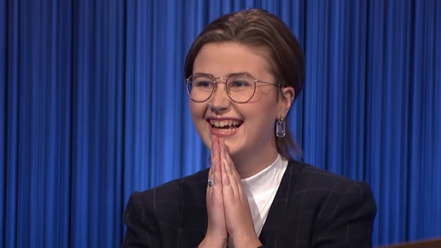 File-Nova Scotia’s Mattea Roach has clinched a spot in the Tournament of Champions after winning her fifth game on Jeopardy! on April 11, 2022. (Jeopardy!)