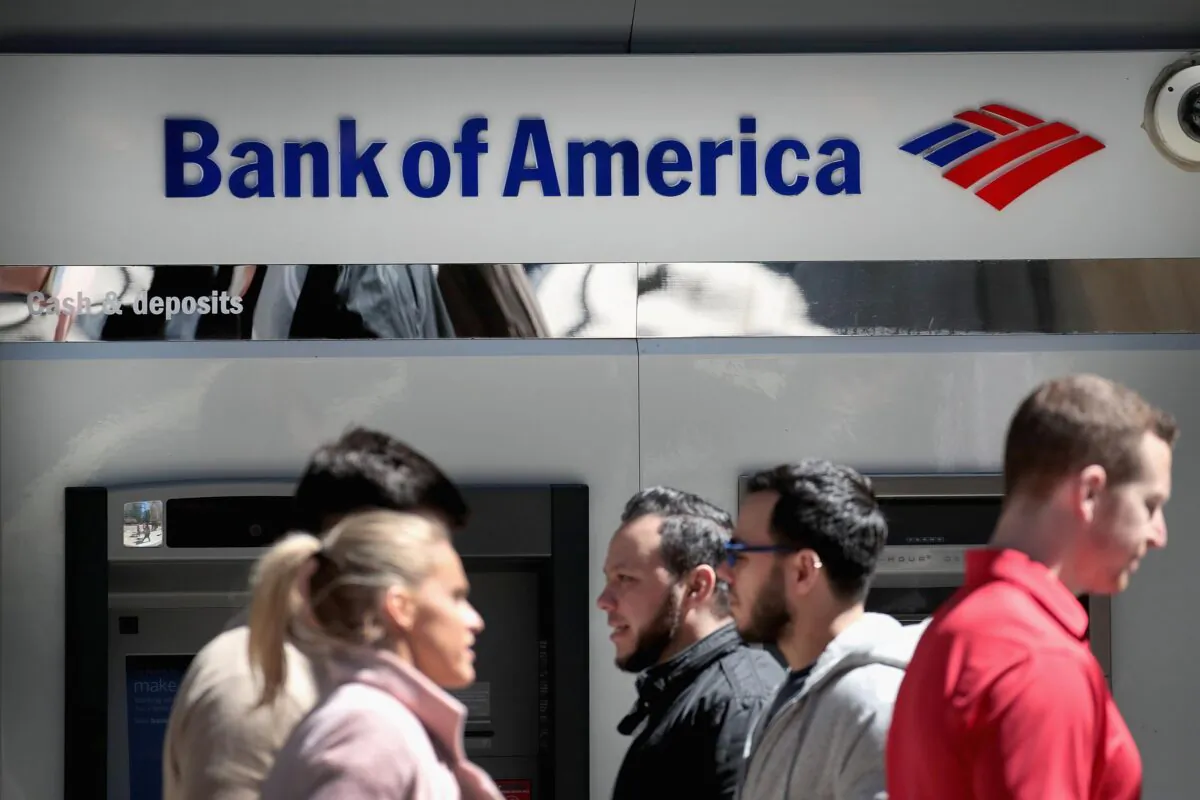 An ATM machine outside of a Bank of America branch in Chicago on April 9, 2019. (Scott Olson/Getty Images)