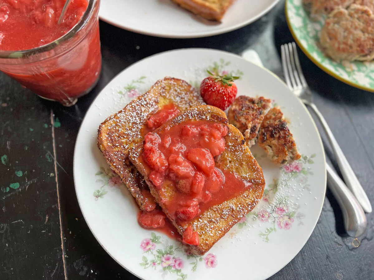 French toast stuffed with sweet cheese and topped with a jammy strawberry sauce is perfect for a special occasion like Easter brunch. (Gretchen McKay/Pittsburgh Post-Gazette/TNS)