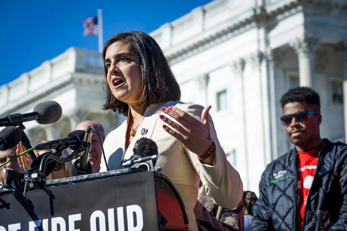 Rep. Nicole Malliotakis (R-N.Y.) speaks during a press conference in front of the U.S. Capitol on Nov. 1, 2021. (Pete Marovich/Getty Images)