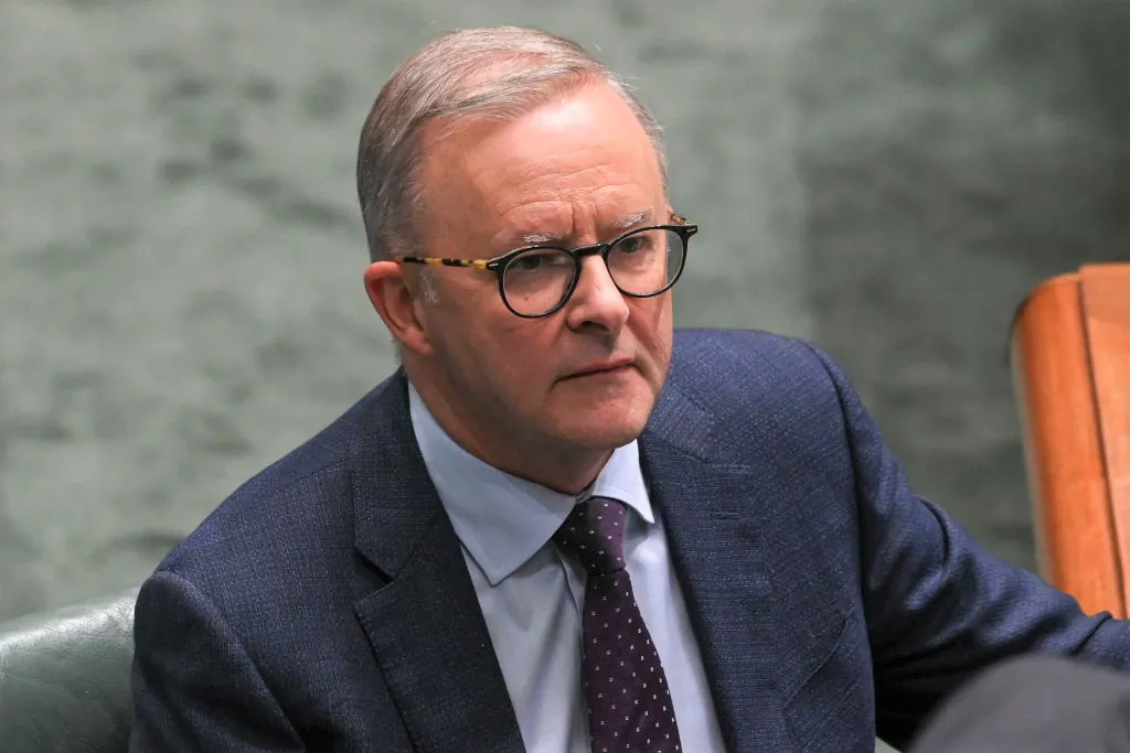 Leader of the Opposition, Anthony Albanese looks on during question time in the House of Representatives at Parliament House in Canberra, Australia, on March 30, 2022. (Martin Ollman/Getty Images)