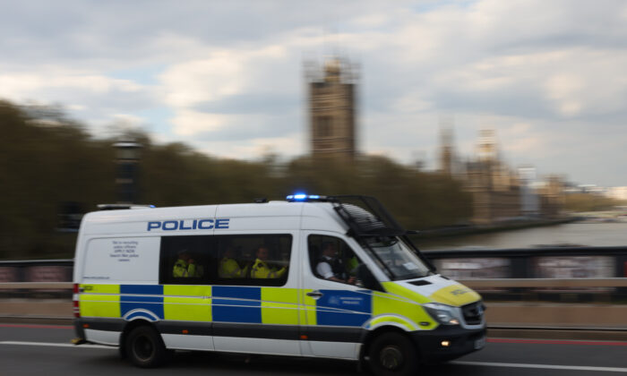 Metropolitan Police vehicle in London, on April 15, 2022. (Hollie Adams/Getty Images)