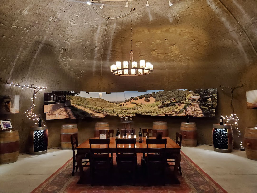 An underground tasting room in the cave winery at Porter Family Vineyards