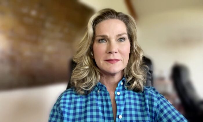 True The Vote founder Catherine Engelbrecht in an interview with Facts Matter, in April 2022. (The Epoch Times)