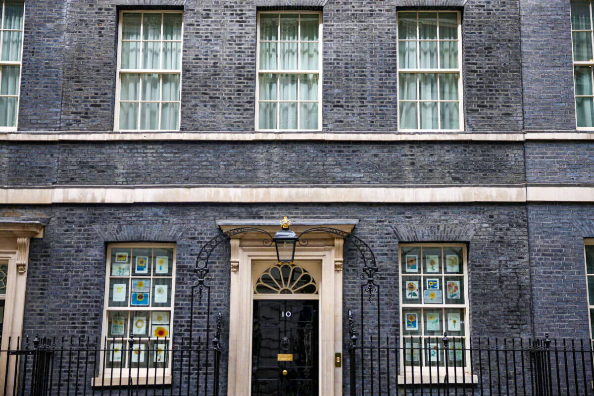 A general view of 10 Downing Street in London, on April 12, 2022. (Henry Nicholls/Reuters)