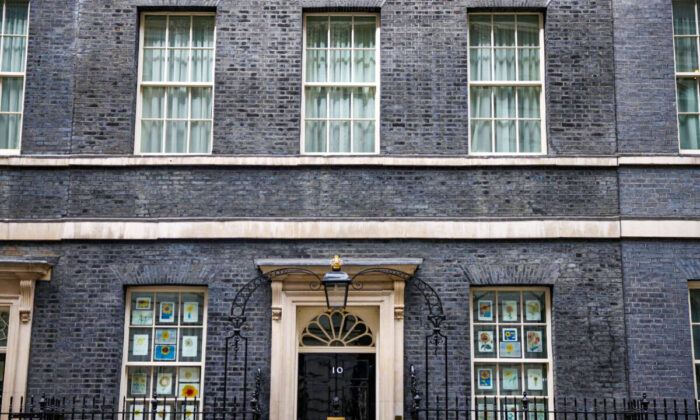 A general view of 10 Downing Street in London, on April 12, 2022. (Henry Nicholls/Reuters)