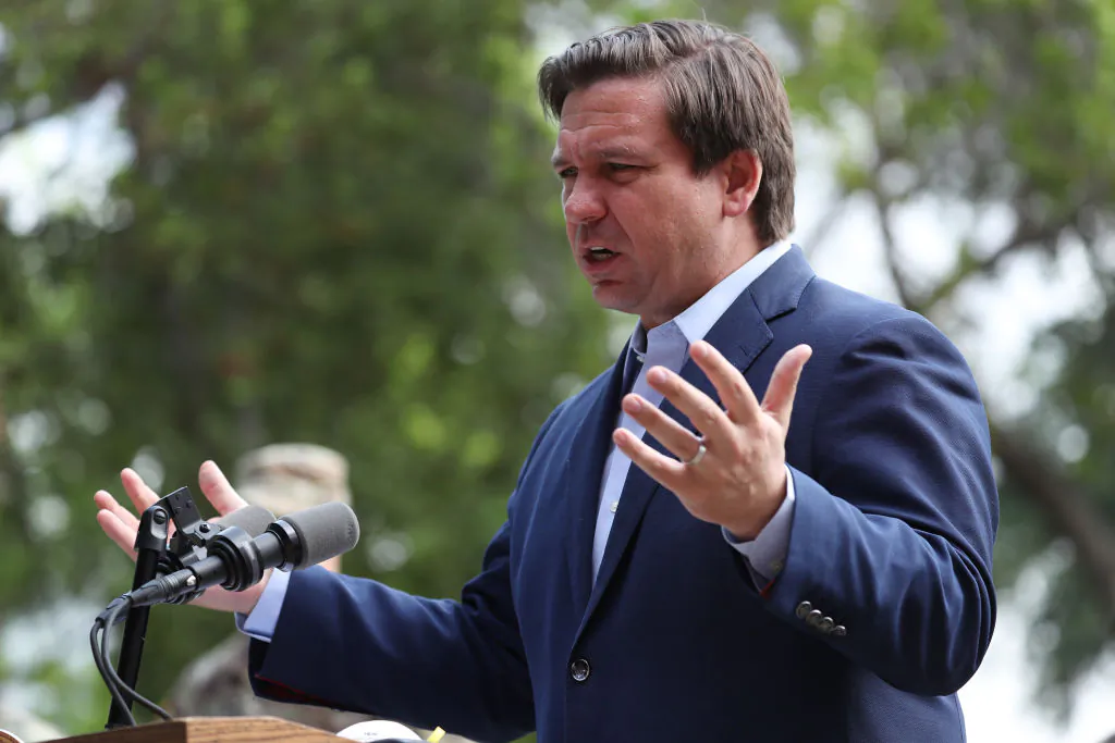 Florida Gov. Ron DeSantis says his state had 24 consecutive months of private job sector growth. He is pictured in this file photo on April 17, 2020. (Joe Raedle/Getty Images)