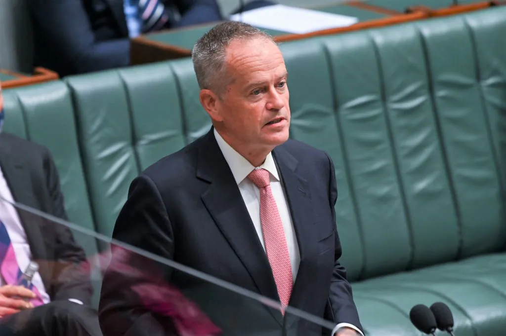 Bill Shorten at Parliament House in Canberra, Australia on March 29, 2022. (Martin Ollman/Getty Images)