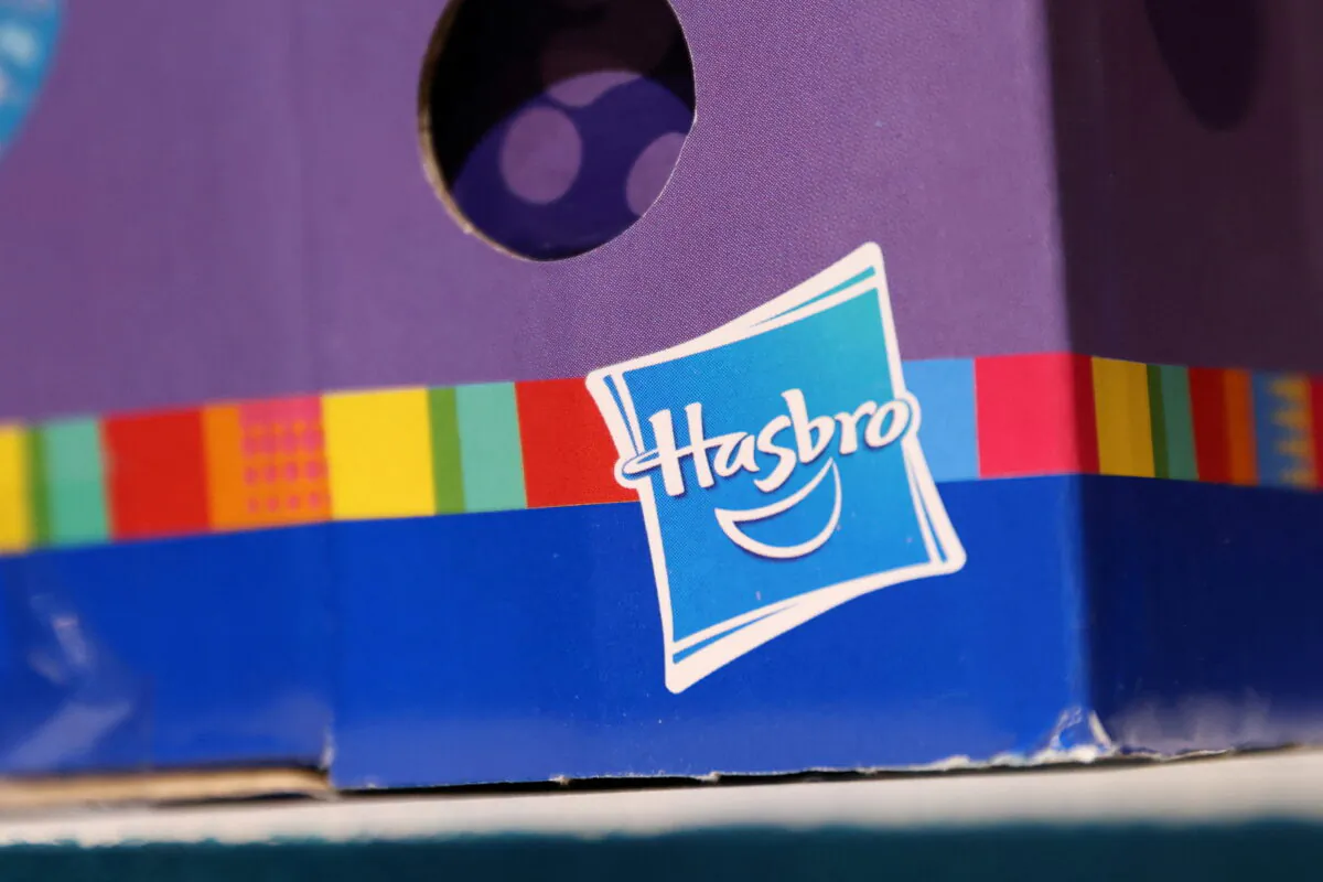 The Hasbro, Inc. logo in a store in Manhattan, New York, on Nov. 16, 2021. (Andrew Kelly/Reuters)
