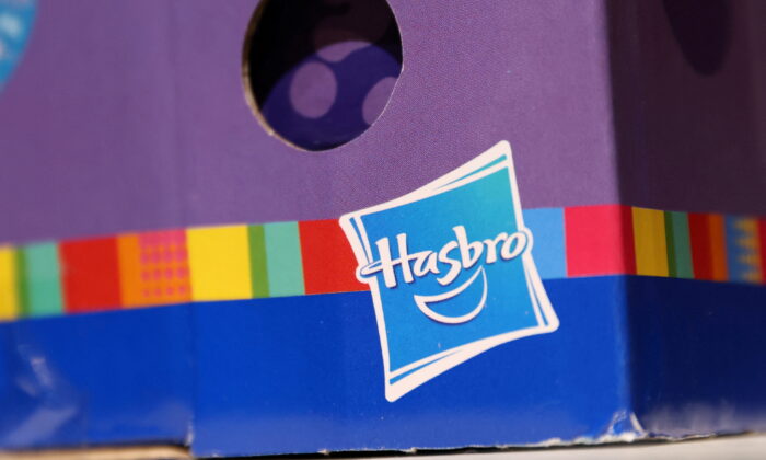 The Hasbro, Inc. logo in a store in Manhattan, New York, on Nov. 16, 2021. (Andrew Kelly/Reuters)