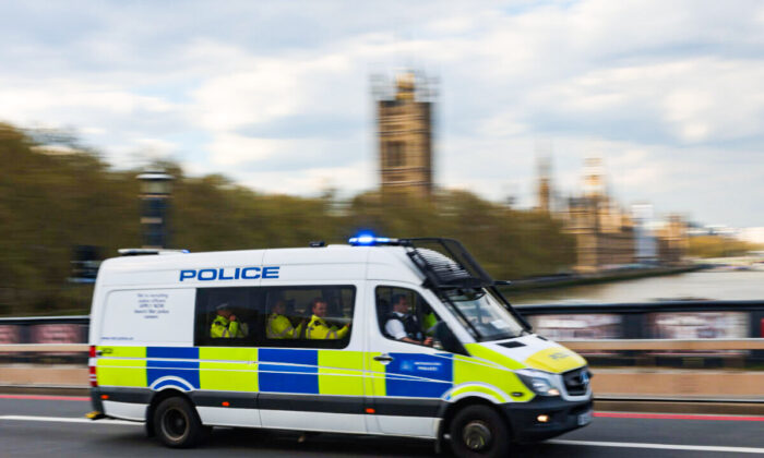 Metropolitan Police vehicle in London, on April 15, 2022. (Hollie Adams/Getty Images)