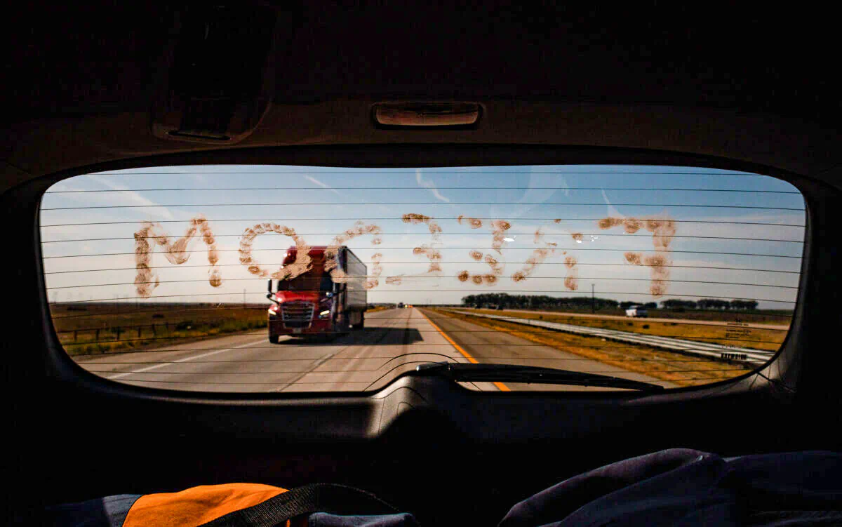 A semi-truck drives along the 5 Freeway towards Sacramento, Calif., on April 18, 2022. (John Fredricks/The Epoch Times)