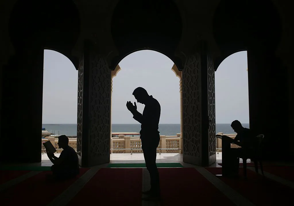 Palestinians pray at the al-Khaldi mosque on the third day of the Muslim holy month of Ramadan in Gaza City, on June 8, 2016. 
(Mohammed Abed/AFP via Getty Images)