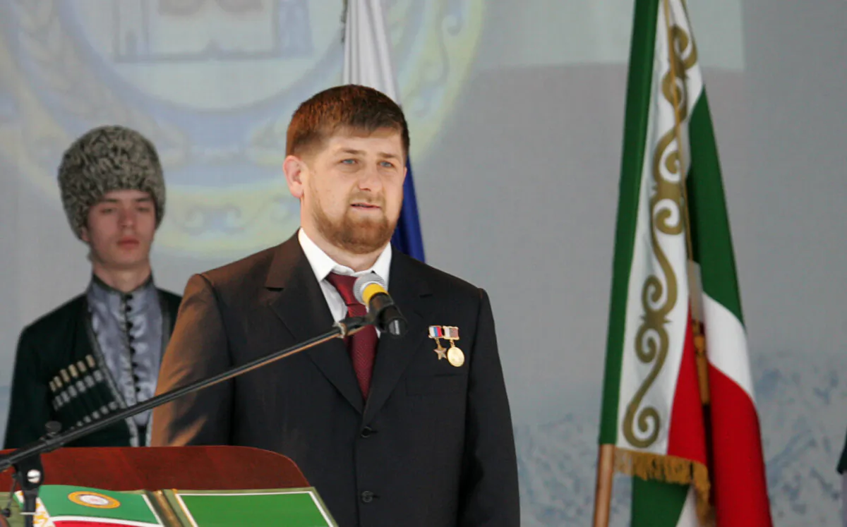 Chechen President Ramzan Kadyrov takes the oath during a swearing ceremony celebrating his near-total control of the southern Russian province Gudermes, Chechnya, Russia on April 5, 2007. (Dima Korotayev/Epsilon/Getty Images)