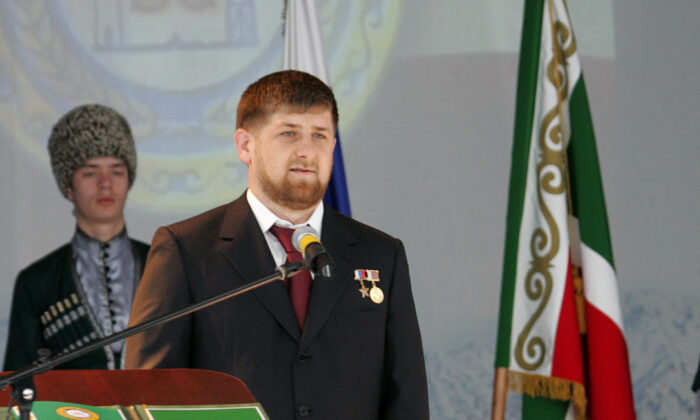 Chechen President Ramzan Kadyrov takes the oath during a swearing ceremony celebrating his near-total control of the southern Russian province Gudermes, Chechnya, Russia on April 5, 2007. (Dima Korotayev/Epsilon/Getty Images)