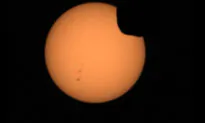 Mars Rover Captures Mars Moon Eclipsing Sun