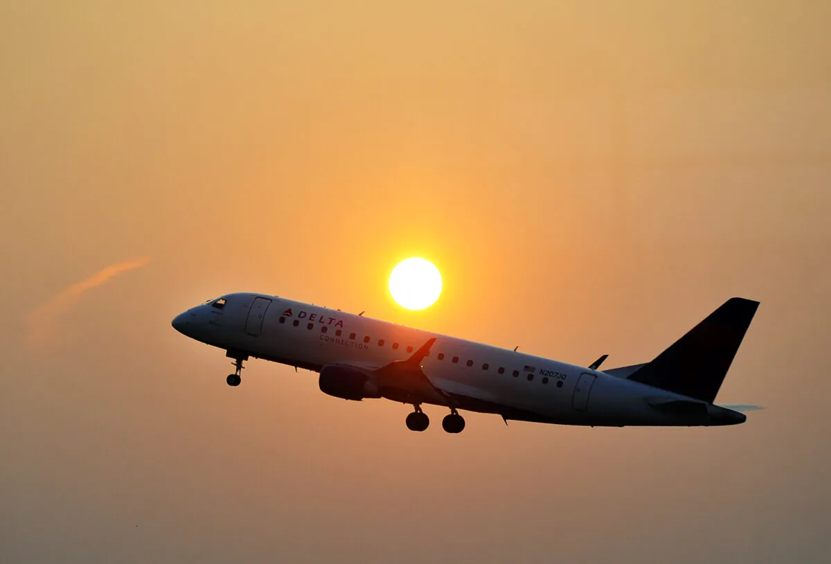 A Delta airline's aircraft takes off from the Ronald Regan National airport in Washington, on June 9, 2011. (Jewel Samad/AFP via Getty Images)