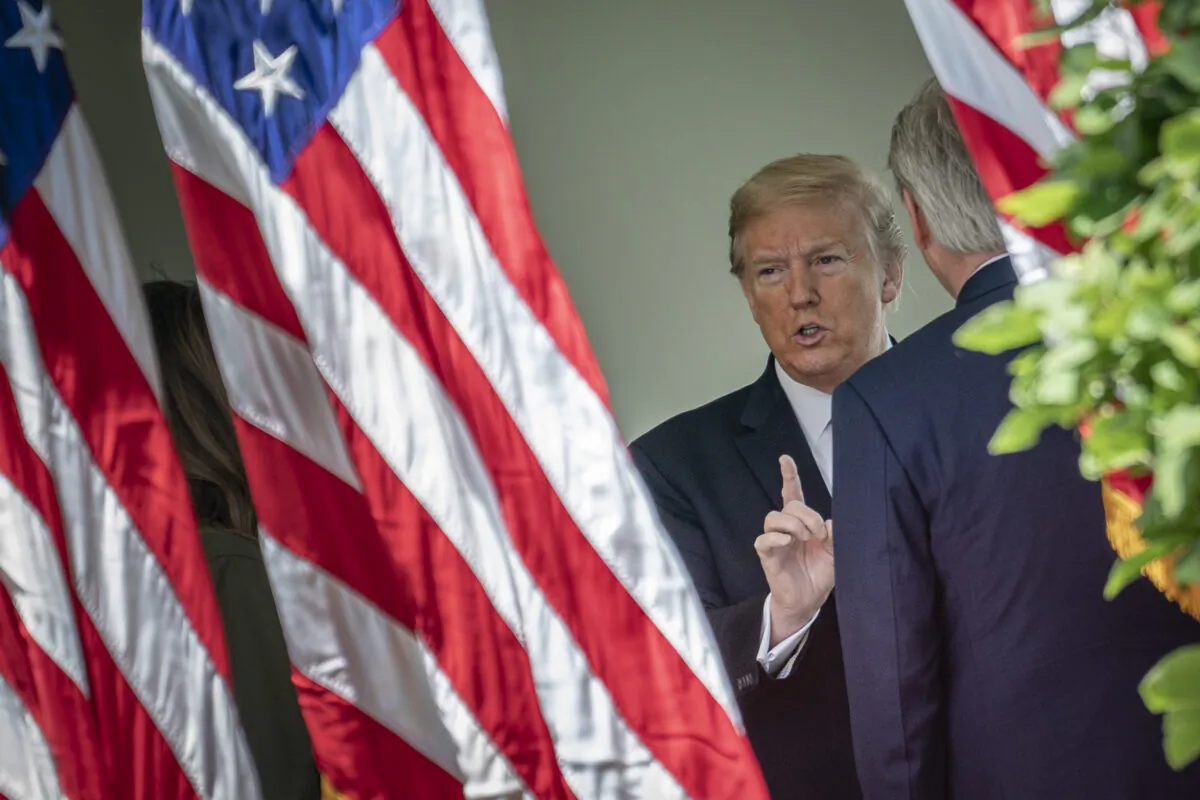 President Donald Trump speaks with House Minority Leader Kevin McCarthy (R-Calif.) outside the Oval Office of the White House in Washington on April 22, 2020. (Drew Angerer/Getty Images)