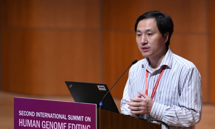 Chinese scientist He Jiankui speaks at the Second International Summit on Human Genome Editing in Hong Kong on Nov. 28, 2018. (Anthony Wallace/AFP via Getty Images)