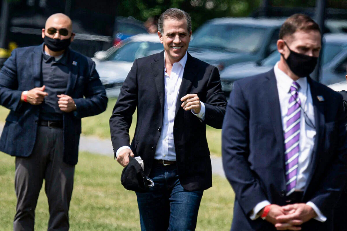 Hunter Biden walks to Marine One on the Ellipse outside the White House in Washington on May 22, 2021. (Brendan Smialowski/AFP via Getty Images)