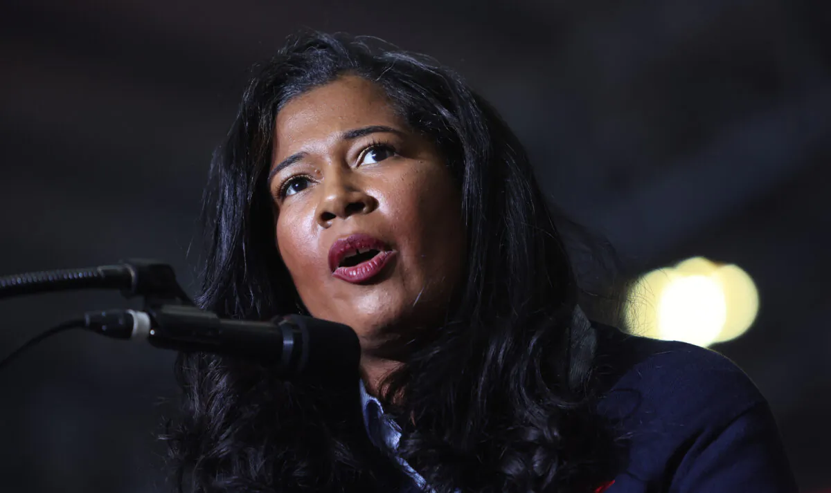 Kristina Karamo speaks at a rally hosted by former President Donald Trump near Washington, Mich., on April 2, 2022. (Scott Olson/Getty Images)